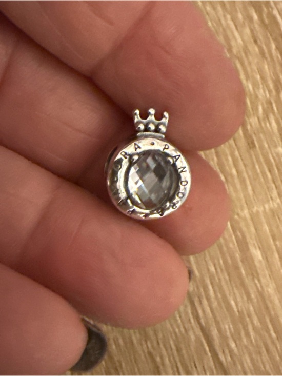 Pandora Jewelry - Pandora Silver Crown Charm with Clear Faceted Stone